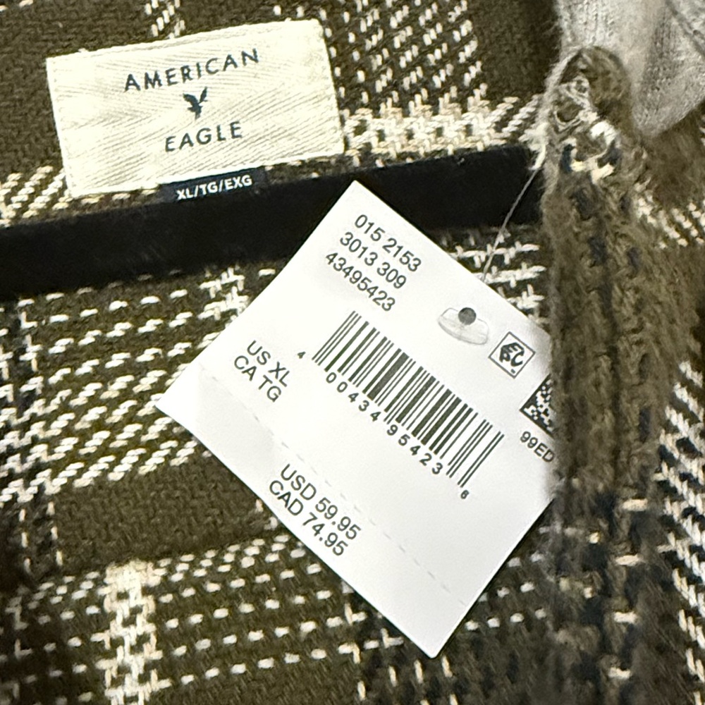 American Eagle Men’s Plaid Hooded Shirt Jacket XL - Picture 3 of 6